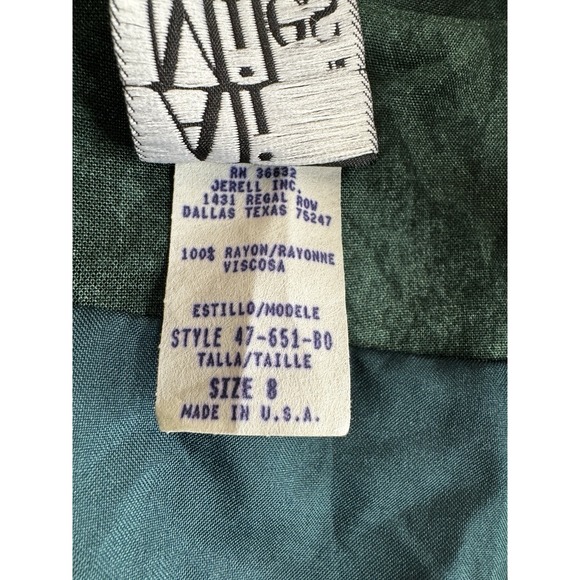 Vintage Ali Miles Quilted Jacket Blazer Women's 8 Teal Green Purple USA Made 90s - Picture 3 of 8